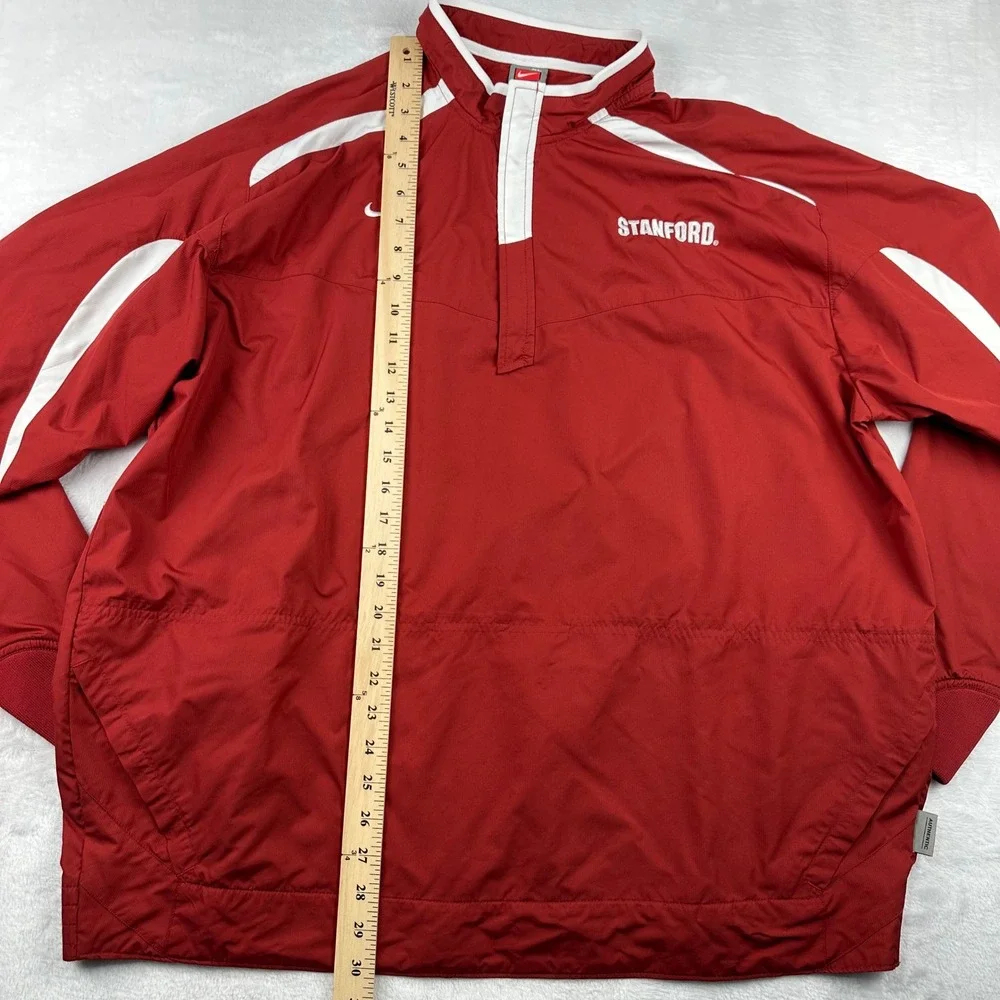 Nike Team Stanford University 1/4 Zip Windbreaker Mens XL Red Storm Fit NikeFIT